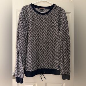 Scotch & Soda Men’s Chevron Knit Pullover Sweater, Navy/Tan Mutlicolor, M